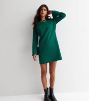 New Look Dark Green Long Wide Sleeve Mini Tunic Dress